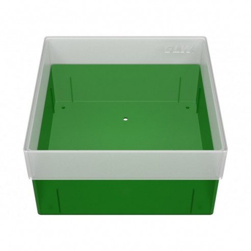 GLW-Box PP green, 130 x 130 x 70 mm, w/o divider