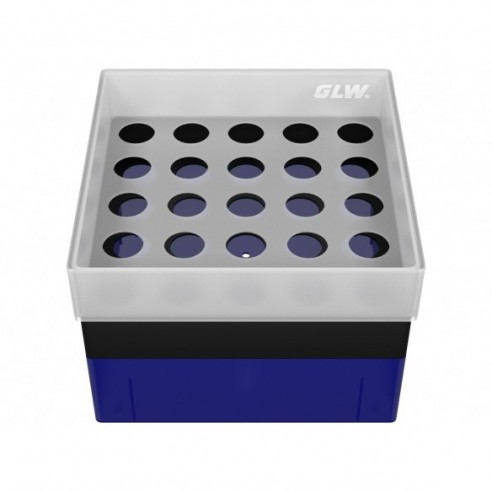 GLW-Box PP blue/black, 130 x 130 x 95 mm, for 25 tubes