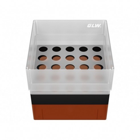 GLW-Box PP red/black, 130 x 130 x 125 mm, for 25 tubes