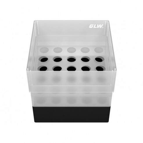 GLW-Box PP black, 130 x 130 x 125 mm, for 25 tubes