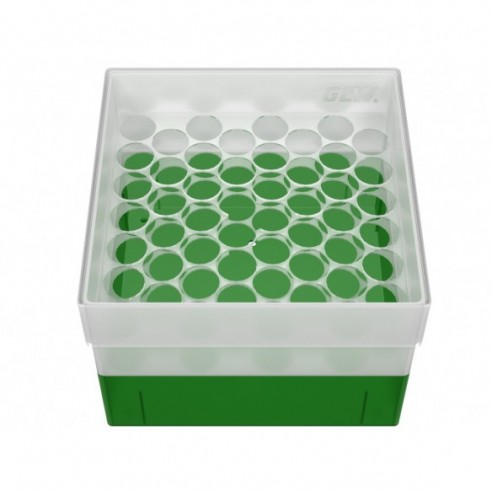 GLW-Box PP green, 130 x 130 x 95 mm, for 52 tubes 16 mm