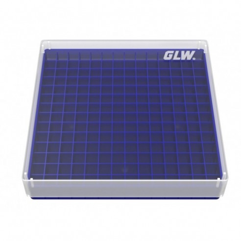 GLW-Box PP blue, 130 x 130 x 28,5 mm, for 14 x 14 tubes