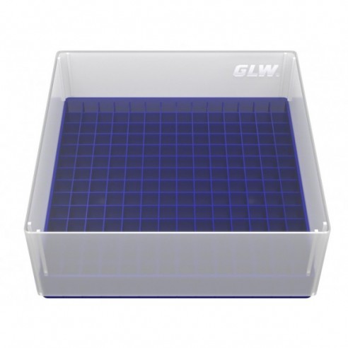 GLW-Box PP blue, 130 x 130 x 52 mm, for 14 x 14 tubes