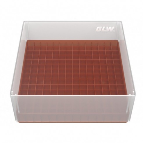 GLW-Box PP red, 130 x 130 x 52 mm, for 14 x 14 tubes