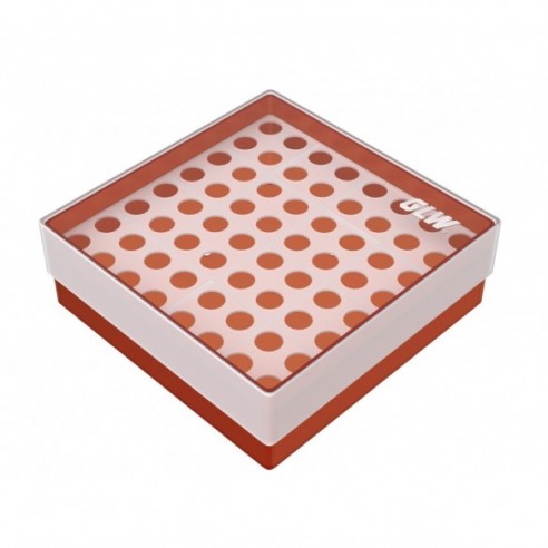 GLW-Box PP red, 130 x 130 x 45 mm, for 8 x 8 tubes