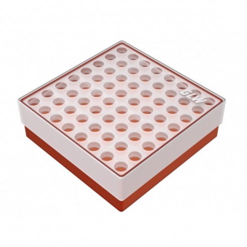 GLW-Box PP red, 130 x 130 x 45 mm, double for 8 x 8 tubes