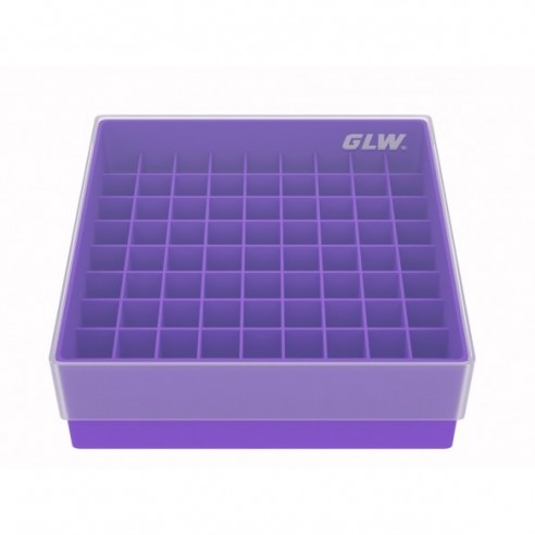 GLW-Box PP violet, 130 x 130 x 45 mm, for 9 x 9 tubes