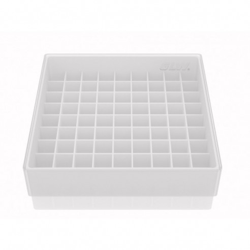 GLW-Box PP white, 130 x 130 x 45 mm, for 9 x 9 tubes