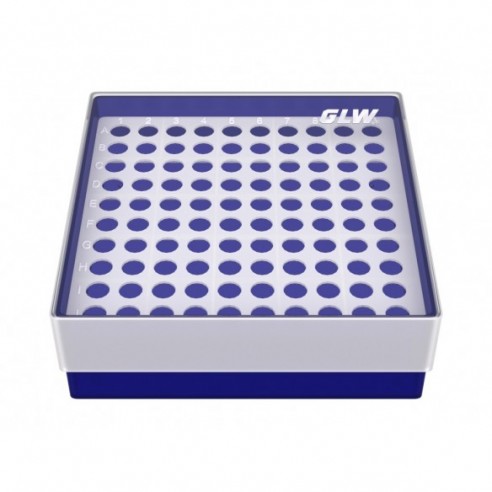 GLW-Box PP blue, 130 x 130 x 45 mm, for 10 x 10 tubes