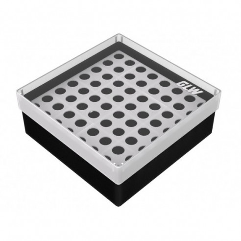 GLW-Box PP black, 130 x 130 x 52 mm, for 8 x 8 tubes