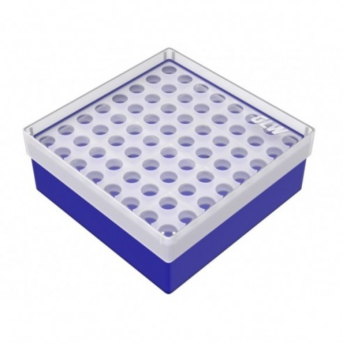 GLW-Box PP blue, 130 x 130 x 52 mm, double for 8 x 8 tubes