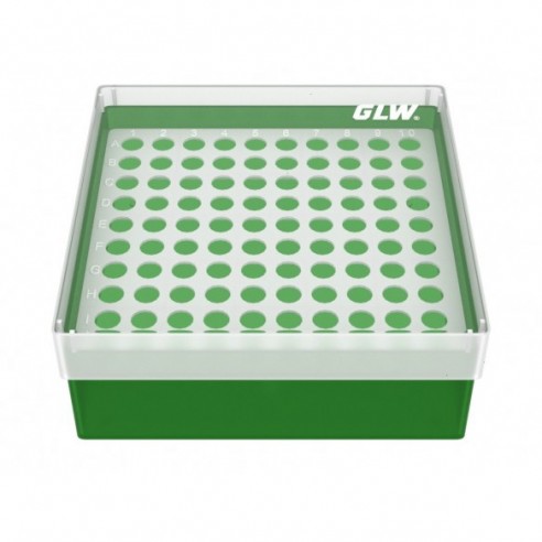 GLW-Box PP green, 130 x 130 x 52 mm, for 10 x 10 tubes