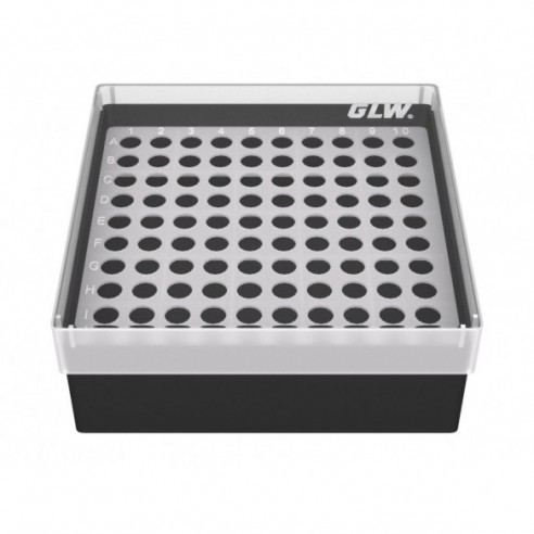 GLW-Box PP black, 130 x 130 x 52 mm, for 10 x 10 tubes