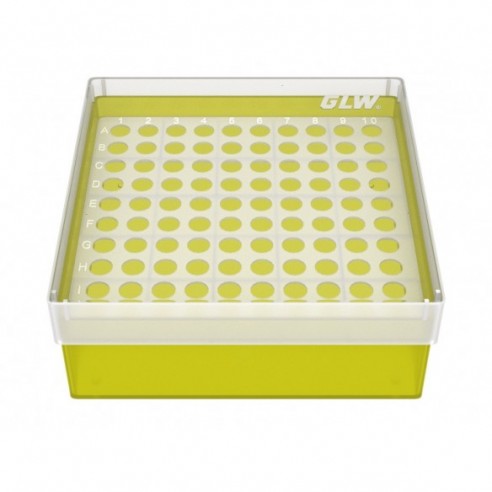 GLW-Box PP yellow, 130 x 130 x 52 mm, for 10 x 10 tubes