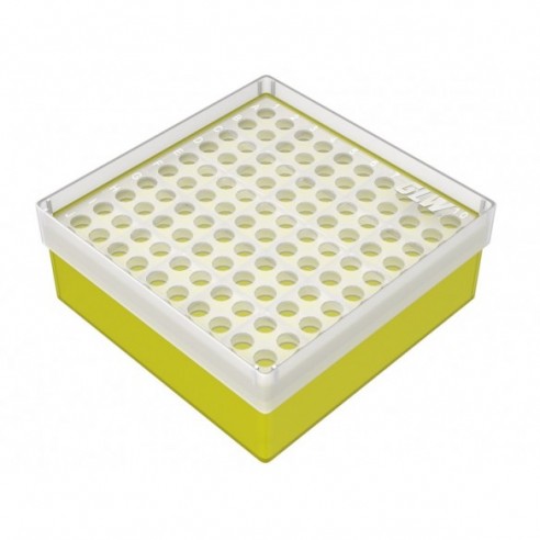 GLW-Box PP yellow, 130 x 130 x 52 mm, double for 10 x 10 tubes