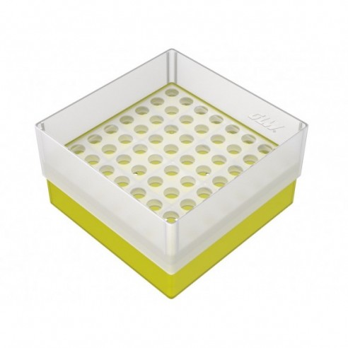 GLW-Box PP yellow, 130 x 130 x 75 mm, double for 8 x 8 tubes