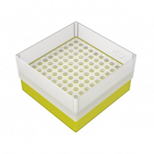 GLW-Box PP yellow, 130 x 130 x 75 mm, double for 10 x 10 tubes