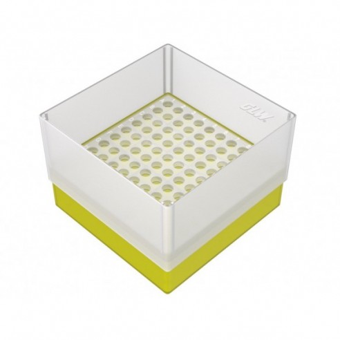 GLW-Box PP yellow, 130 x 130 x 90 mm, double for 10 x 10 tubes